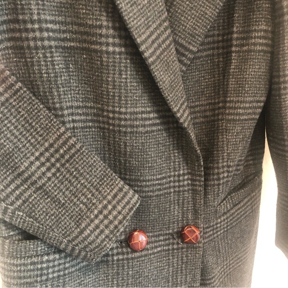 Ganni Woodside Checked Wool Blend Blazer Women’s Grey US 4 Jacket 2 Buttons - Picture 7 of 13